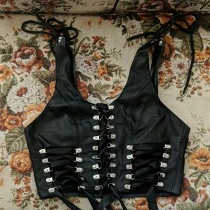 Leather Lace Up Crop Top